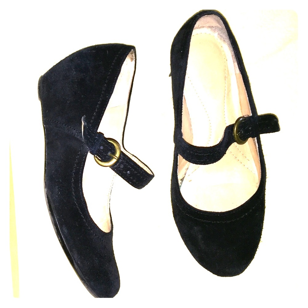 Naturalizer Norra Black Suede Wedges/Mary Janes